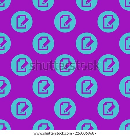 Seamless repeating tiling file edit alt flat icon pattern of purple (munsell) and medium turquoise color. Design for wrapping paper.