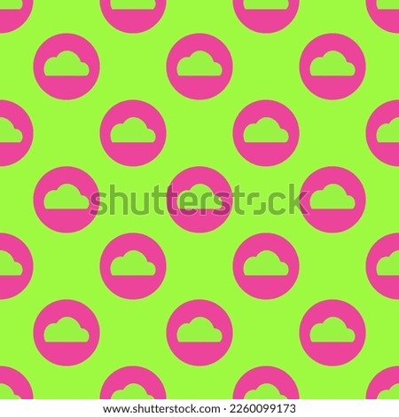 Seamless repeating tiling cloud alt flat icon pattern of green-yellow and rose bonbon color. Design for announcement.