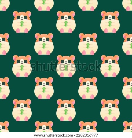 Alluring square tile displaying a delightful animal rendering. Seamless pattern with hamster on hansa yellow background. Design for postcards with images of exotic animals.