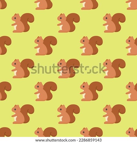 Alluring square tile sporting an exciting animal drawing. Seamless pattern with squirrel on hansa yellow background. Design for tees with illustrations of pet animals.