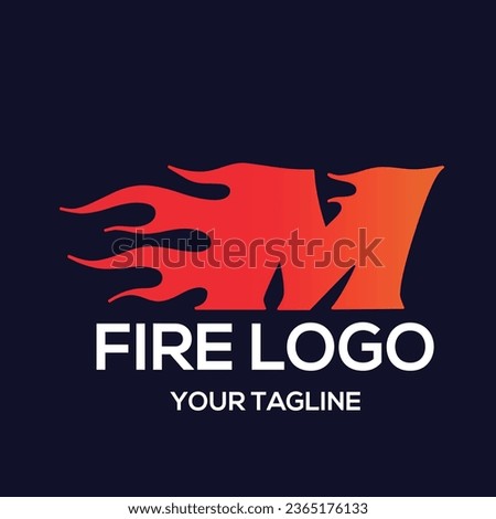 M letter logo, fire flames logo design.