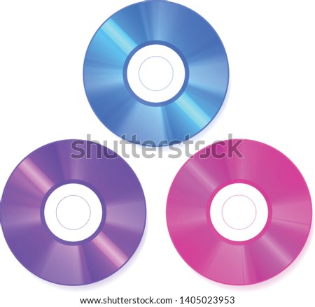 Top view Monochrome color CD disk on white, vector art