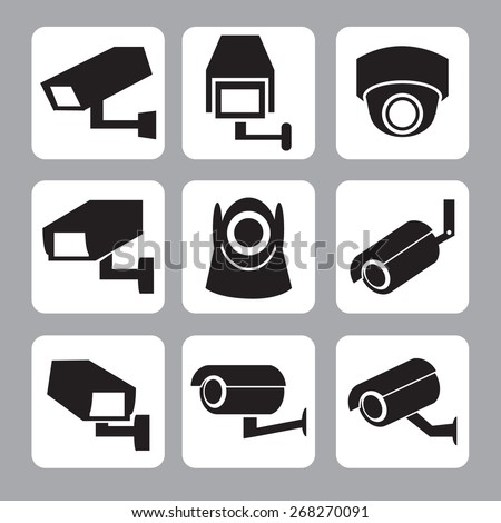 Collection of CCTV and security camera vector icon ,illustration