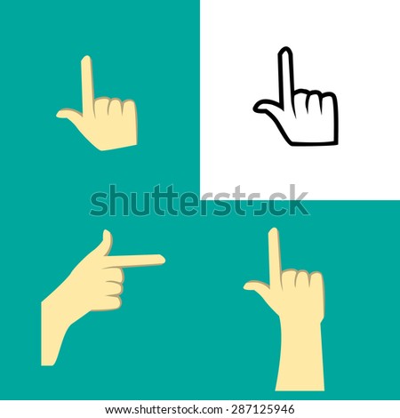 Set of Click flat icon.touch icon, forefinger icon.
