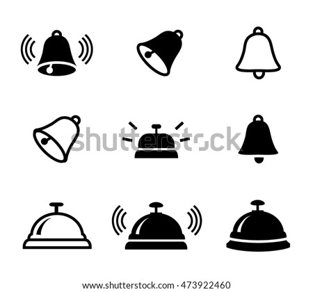 Set of bell icons in silhouette style, vector