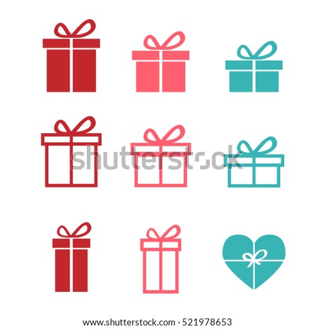 Set of gift icons and symbol, vector