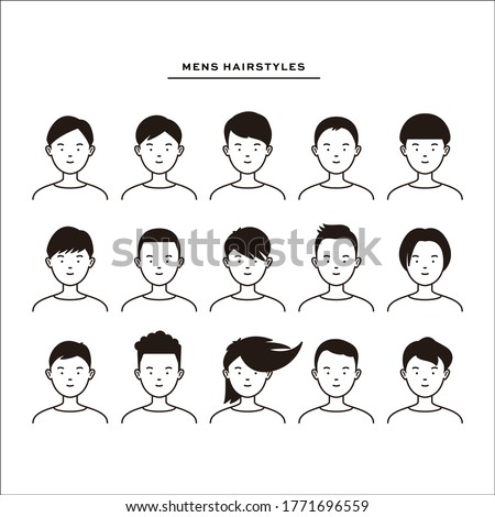 15 male hairstyle vector icons/illustrations
