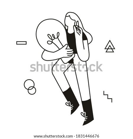 Idea, Ideation illustration, Work illustration, business illustration. Black and white line illustration