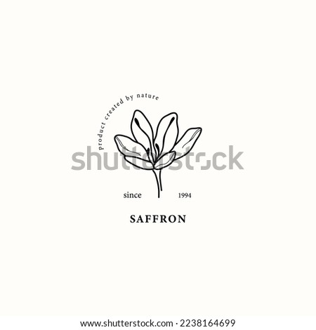 Line art saffron flower illustration