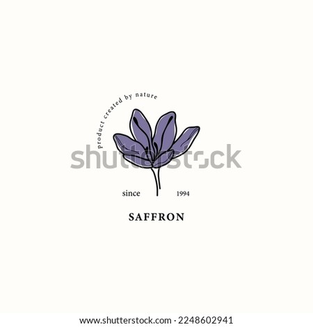 Line art saffron flower drawing