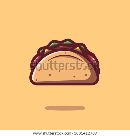 Taco Flat Cartoon Icon Illustration. Premium Vector Fast Food Icon Concept Isolated. Flat Cartoon Style