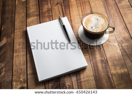 Similar – Image, Stock Photo closed notebook and wooden blue pencil