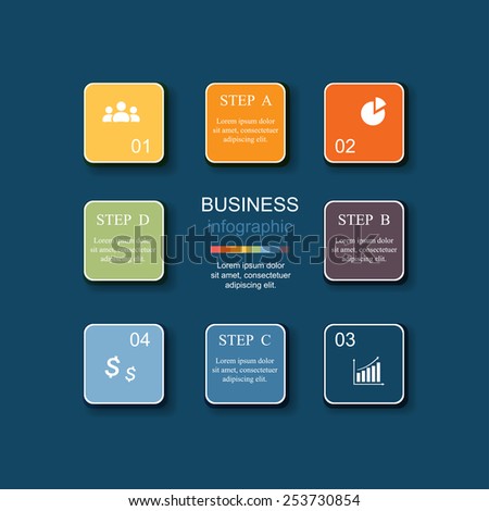 Template for diagram, graph, presentation and chart. Business concept with 4 options, parts, steps or processes