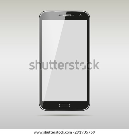 Modern touchscreen cellphone tablet smartphone isolated on light background. vector