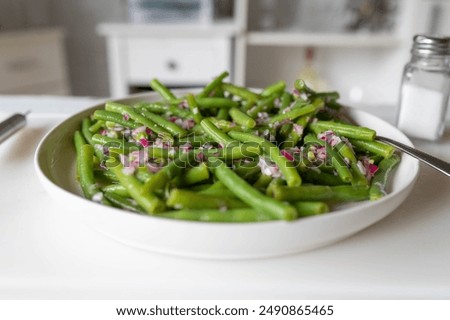 Similar – Image, Stock Photo Green beans in a bowl on yellow background with copy space