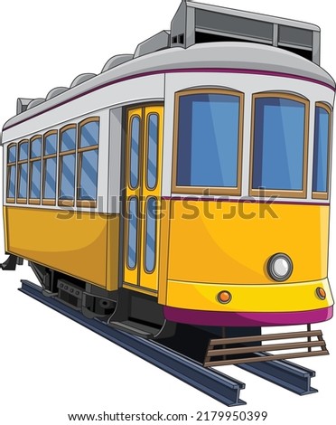 Yellow Tram cartoon vector illustration