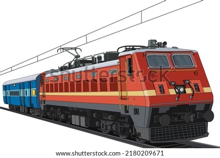 Indian Train cartoon vector illustration