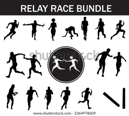 Relay Race Silhouette Bundle | Collection of Relay Race Players with Logo and Relay Race Equipment