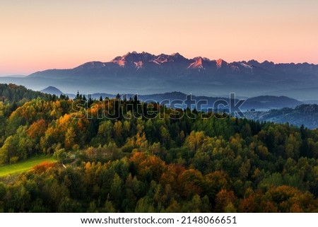 Tatra mountains seen from Koziarz, Poland. Zdjęcia stock © 