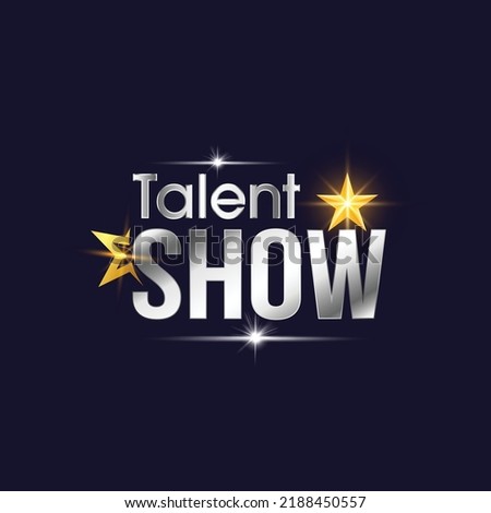 Talent show text in the star on a dark background. Shiny glowing advertising inscription. Vector illustration Foto d'archivio © 