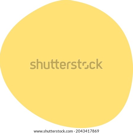 Freehand yellow dot. Solid flat circle. Hand-drawn irregular, rounded speck. Small smooth point. Simple colored doodle. Handwritten graphic element filling background space. Contemporary design asset.