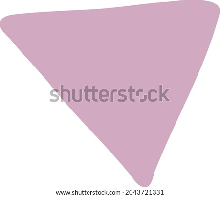 Handwritten triangular speck. Flat inverted pyramid. Oblique one-color figure. Simple geometric shape. Small lilac icon. Modern design asset for space filling background, wallpaper, template, pattern.