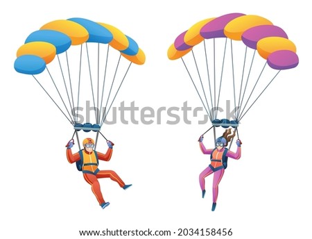 Parachute skydiver couple character set