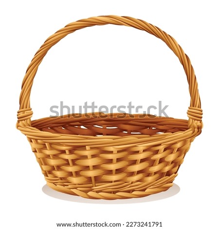 Wicker basket isolated on white background. Vector illustration