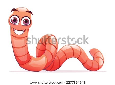 Cute worm cartoon illustration isolated on white background