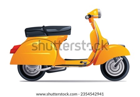 Retro vintage scooter motorcycle vector illustration. Classic scooter isolated on white background