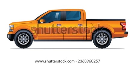 Pickup truck side view vector illustration isolated on white background