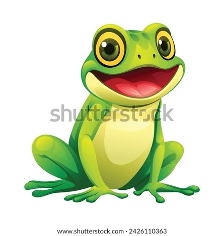 Cute frog cartoon vector illustration isolated on white background