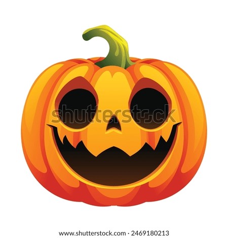 Halloween pumpkin with happy expression. Vector cartoon character illustration