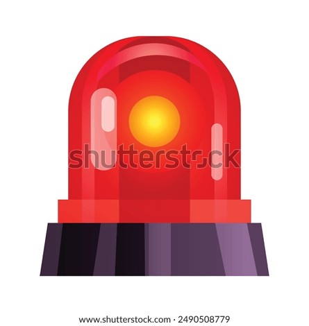 Red siren light. Warning sign, police alarm, ambulance alarm. Vector cartoon illustration