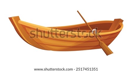 Wooden boat vector cartoon illustration isolated on white background