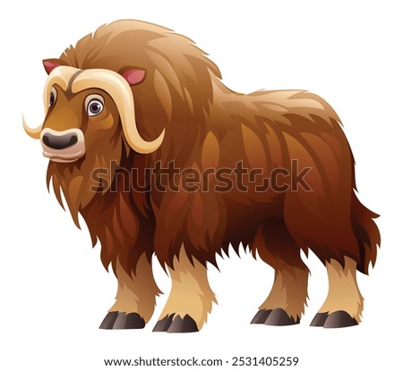 Musk ox cartoon illustration isolated on white background