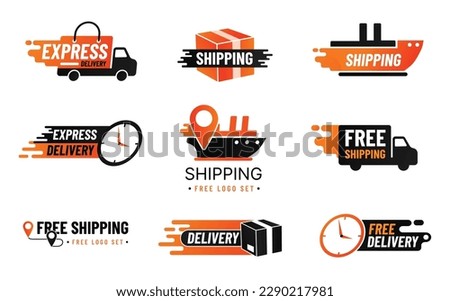 Download our Free Shipping Logo Set! This comprehensive collection of nine high-quality vector designs will perfectly suit your courier and delivery services.