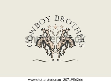 cowboy brothers logo design premium vektor
