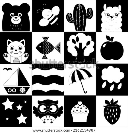 Monochrome High Contrast Black and White Stimulation Cards for Babies Montessori Play Black and White Cards