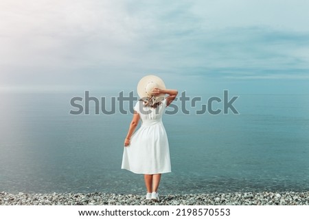 Similar – Image, Stock Photo Slim woman wearing swimming cap in pool