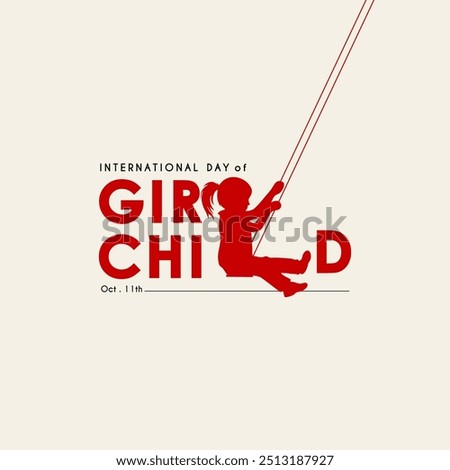 International Day of the Girl Child. 11 October. Template for social media post, banner, poster, etc