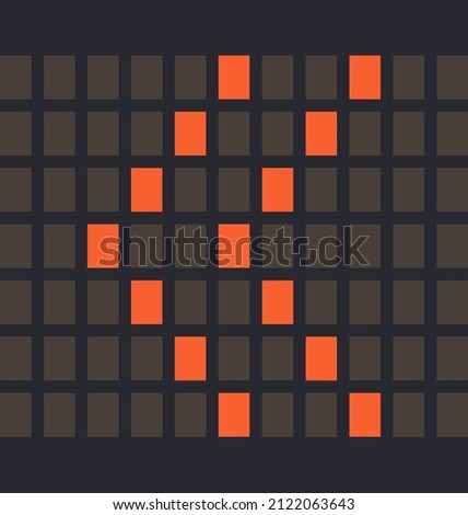 Letter Symbol Left Shift Led orange color and a dark background, Vector illustration