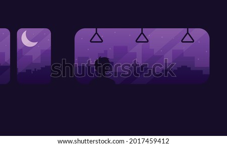 Illustration vector graphic of night train, suitable for background, decoration, etc. 
