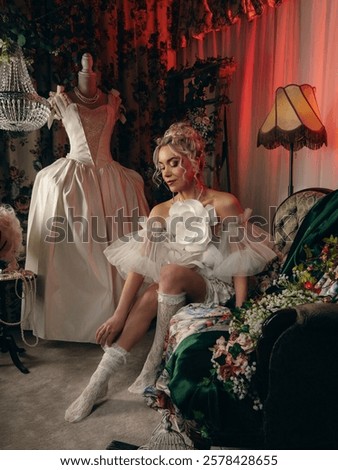 Similar – Image, Stock Photo Charming woman in lace bra in studio