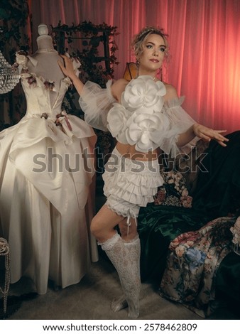 Similar – Image, Stock Photo Charming woman in lace bra in studio