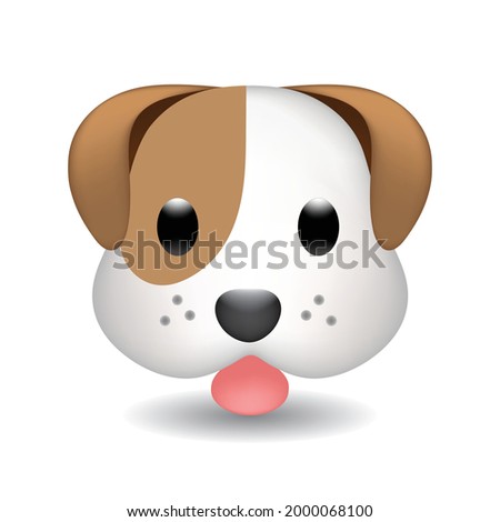 Dog Home Farm Animals Emoji Illustration Face Vector Design Art. Flat vector dog emoji. Dog Face vector flat icon. Isolated Puppy, dog emoji illustration