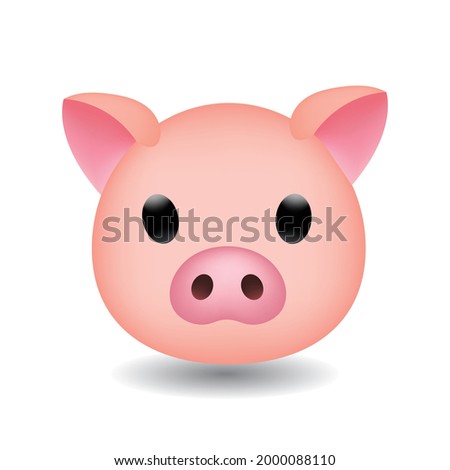 Vector illustration of the face of a pig cartoon. Pig head emoji isolated on white background. Pig Face Vector Flat Icon.
