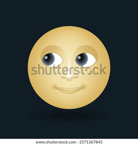 Full moon face vector emoji illustration isolated on dark background