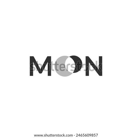 Moon wordmark logo concept. Moon logo typography with two circles. Crescent vector illustration