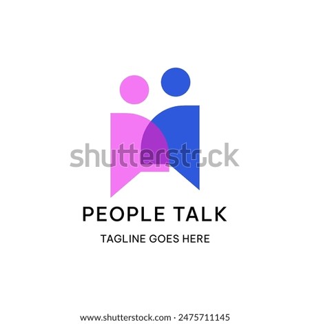 People talk logo concept. Diverse people talking vector illustration